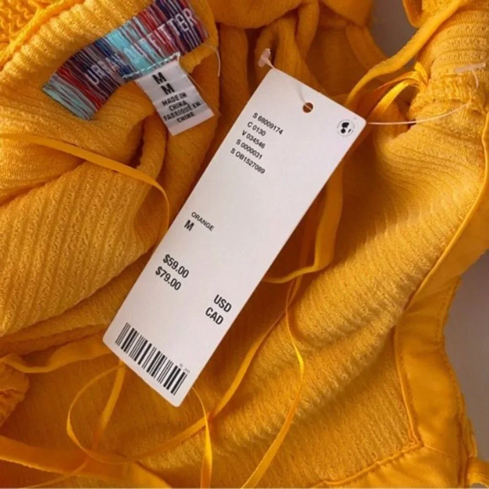 Urban Outfitters | Tyra Strappy Back Mini Dress Orange Textured Rib Knit Medium - Picture 14 of 16